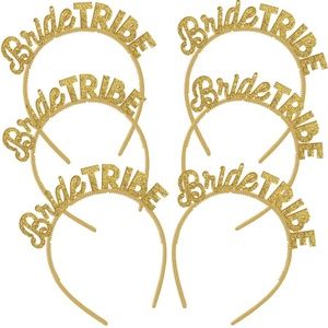 Pack of 6 Gold Glitter Bride Tribe Headband - bachelorette fun party favor